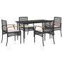 Set de muebles jardín 5 pzas con cojines ratán sintético negro de , Conjuntos de jardín - Ref: Foro24-3213598, Precio: 347,49...