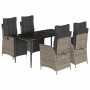 Set comedor de jardín 5 piezas con cojines ratán sintético gris de , Conjuntos de jardín - Ref: Foro24-3213423, Precio: 657,7...