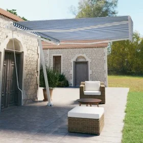 Toldo de pie manual retráctil azul y blanco 400x350 cm de vidaXL, Toldos - Ref: Foro24-3069616, Precio: 457,74 €, Descuento: %