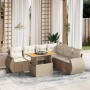 Set sofás de jardín 7 piezas y cojines ratán sintético beige en Conjuntos de jardín | Comprar online en Foru.es