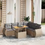 Set sofás de jardín 7 piezas y cojines ratán sintético beige en Conjuntos de jardín | Comprar online en Foru.es