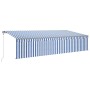 Toldo automático persiana LED sensor de viento azul blanco 6x3m de vidaXL, Toldos - Ref: Foro24-3069491, Precio: 711,12 €, De...