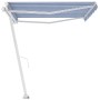 Toldo de pie manual retráctil azul y blanco 400x350 cm de vidaXL, Toldos - Ref: Foro24-3069616, Precio: 465,21 €, Descuento: %