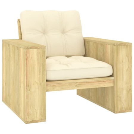 Silla de jardín y cojines crema madera pino impregnada de , Sillas de jardín - Ref: Foro24-3065743, Precio: 176,64 €, Descuen...