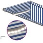 Toldo automático persiana LED sensor de viento azul blanco 6x3m de vidaXL, Toldos - Ref: Foro24-3069491, Precio: 711,12 €, De...