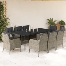 Set comedor de jardín 9 pzas cojines ratán sintético gris claro de , Conjuntos de jardín - Ref: Foro24-3211996, Precio: 1,00 ...