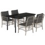 Set comedor de jardín 5 pzas cojines ratán sintético gris claro de , Conjuntos de jardín - Ref: Foro24-3212176, Precio: 529,9...