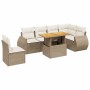 Set sofás de jardín 7 piezas y cojines ratán sintético beige en Conjuntos de jardín | Comprar online en Foru.es