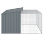 Caseta perros con corral acero galvanizado gris 197x194x110 cm de , Casetas para perros - Ref: Foro24-3214224, Precio: 289,84...