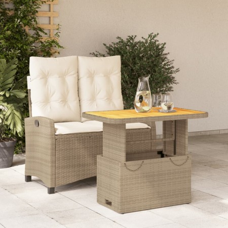 Set comedor de jardín 2 pzas con cojines ratán sintético beige de , Conjuntos de jardín - Ref: Foro24-3277418, Precio: 278,31...