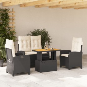 Juego comedor jardín 4 piezas con cojines ratán sintético negro de , Conjuntos de jardín - Ref: Foro24-3277383, Precio: 454,4...
