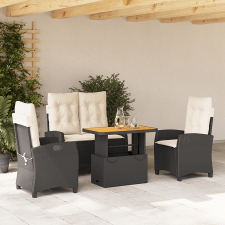 Juego comedor jardín 4 piezas con cojines ratán sintético negro de , Conjuntos de jardín - Ref: Foro24-3277383, Precio: 454,4...