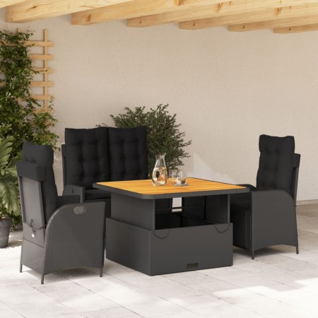 Juego comedor jardín 4 piezas con cojines ratán sintético negro de , Conjuntos de jardín - Ref: Foro24-3277453, Precio: 533,1...
