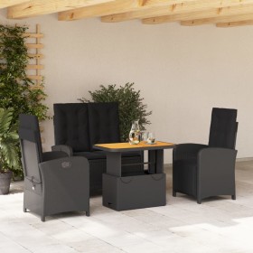 Juego comedor jardín 4 piezas con cojines ratán sintético negro de , Conjuntos de jardín - Ref: Foro24-3277336, Precio: 451,6...