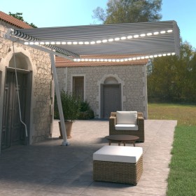 Toldo manual retráctil con LED azul y blanco 400x350 cm de vidaXL, Toldos - Ref: Foro24-3069621, Precio: 524,11 €, Descuento: %