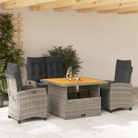 Juego de comedor de jardín 4 piezas con cojines ratán PE gris de , Conjuntos de jardín - Ref: Foro24-3277405, Precio: 569,87 ...