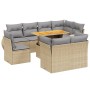 Set de sofás de jardín 9 pzas con cojines ratán sintético beige en Conjuntos de jardín | Comprar online en Foru.es