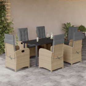 Set comedor de jardín 7 pzas con cojines ratán sintético beige de , Conjuntos de jardín - Ref: Foro24-3212406, Precio: 958,68...