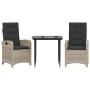 Set comedor de jardín 3 pzas cojines ratán sintético gris claro de , Conjuntos de jardín - Ref: Foro24-3212410, Precio: 361,0...