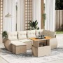 Set sofás de jardín 7 piezas y cojines ratán sintético beige en Conjuntos de jardín | Comprar online en Foru.es