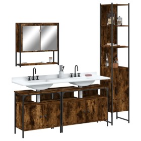 Set de muebles baño 4 pzas madera contrachapada roble ahumado de , Muebles de baño - Ref: Foro24-3214687, Precio: 225,73 €, D...