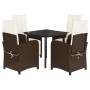 Set comedor de jardín 5 piezas y cojines ratán sintético marrón de , Conjuntos de jardín - Ref: Foro24-3212342, Precio: 600,9...
