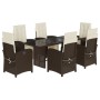 Set comedor de jardín 7 pzas con cojines ratán sintético marrón de , Conjuntos de jardín - Ref: Foro24-3212490, Precio: 895,5...