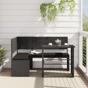 Sofá de jardín en forma de L con mesa y cojines ratán PE negro de , Conjuntos de jardín - Ref: Foro24-362347, Precio: 215,15 ...