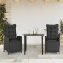 Set comedor de jardín 3 pzas con cojines ratán sintético negro de , Conjuntos de jardín - Ref: Foro24-3213392, Precio: 341,23...