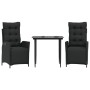 Set comedor de jardín 3 pzas con cojines ratán sintético negro de , Conjuntos de jardín - Ref: Foro24-3213392, Precio: 341,23...