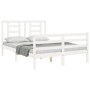Estructura de cama con cabecero madera maciza blanco 140x190 cm de vidaXL, Camas y somieres - Ref: Foro24-3194682, Precio: 13...