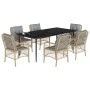 Set comedor de jardín 7 pzas con cojines ratán sintético beige de , Conjuntos de jardín - Ref: Foro24-3212157, Precio: 880,54...