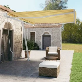 Toldo de pie manual retráctil amarillo y blanco 400x350 cm de vidaXL, Toldos - Ref: Foro24-3069618, Precio: 464,34 €, Descuen...