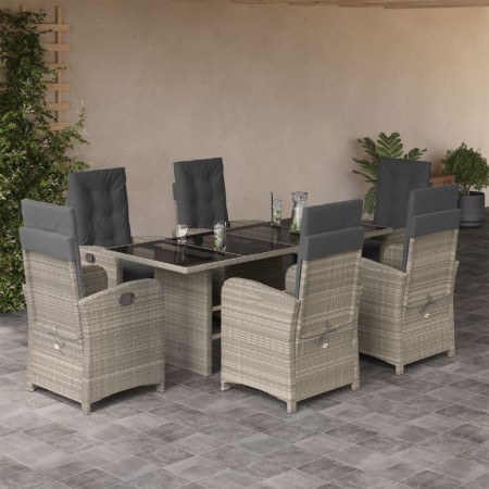 Set comedor jardín 7 pzas y cojines ratán sintético gris claro de , Conjuntos de jardín - Ref: Foro24-3212266, Precio: 954,79...