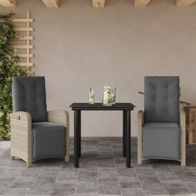 Sillas y mesita de jardín 3 piezas ratán sintético cojín gris de , Conjuntos de jardín - Ref: Foro24-3212605, Precio: 360,83 ...