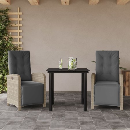 Sillas y mesita de jardín 3 piezas ratán sintético cojín gris de , Conjuntos de jardín - Ref: Foro24-3212605, Precio: 360,83 ...