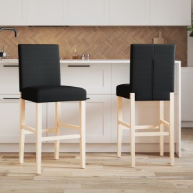 Taburetes altos 2 uds madera maciza de caucho y tela de , Taburetes de cocina - Ref: Foro24-4006194, Precio: 111,21 €, Descue...