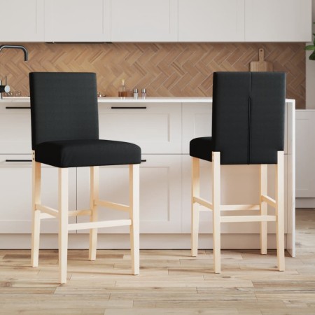 Taburetes altos 2 uds madera maciza de caucho y tela de , Taburetes de cocina - Ref: Foro24-4006194, Precio: 111,21 €, Descue...