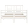 Estructura de cama con cabecero madera maciza blanco 140x190 cm de vidaXL, Camas y somieres - Ref: Foro24-3194682, Precio: 13...