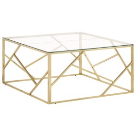 Mesa de centro dorada acero inoxidable y vidrio templado de , Mesas de centro - Ref: Foro24-349954, Precio: 263,90 €, Descuen...