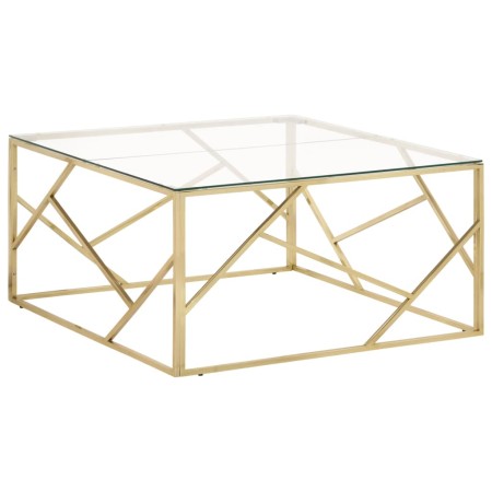 Mesa de centro dorada acero inoxidable y vidrio templado de , Mesas de centro - Ref: Foro24-349954, Precio: 263,90 €, Descuen...