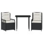 Set comedor de jardín 3 pzas con cojines ratán sintético negro de , Conjuntos de jardín - Ref: Foro24-3262957, Precio: 291,76...