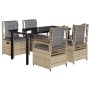 Set comedor de jardín 5 pzas con cojines ratán sintético beige de , Conjuntos de jardín - Ref: Foro24-3263009, Precio: 538,69...
