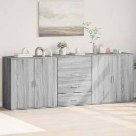 Aparadores 3 uds madera contrachapada gris Sonoma de , Aparadores - Ref: Foro24-3276614, Precio: 270,71 €, Descuento: %