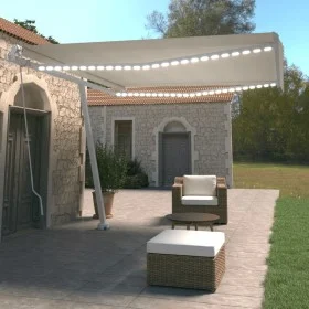 Toldo manual retráctil con LED color crema 400x350 cm de vidaXL, Toldos - Ref: Foro24-3069622, Precio: 506,68 €, Descuento: %