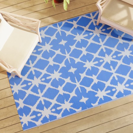 Alfombra de exterior ARAKIL azul y blanca 140x200 cm PP de , Protectores para exterior - Ref: Foro24-317028, Precio: 31,96 €,...