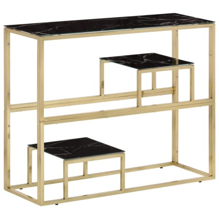 Mesa consola acero inoxidable dorado y vidrio templado de , Mesas auxiliares - Ref: Foro24-350012, Precio: 128,85 €, Descuent...
