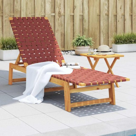 Tumbona de madera maciza de acacia y tela roja de , Tumbonas - Ref: Foro24-366508, Precio: 123,83 €, Descuento: %