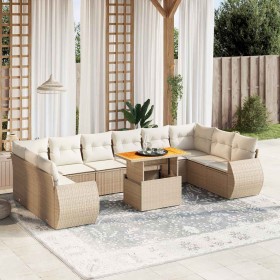 Set de sofás de jardín 11pzas con cojines ratán sintético beige en Conjuntos de jardín | Comprar online en Foru.es