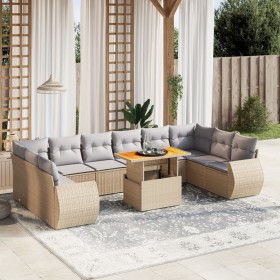 Set de sofás de jardín 11pzas con cojines ratán sintético beige en Conjuntos de jardín | Comprar online en Foru.es